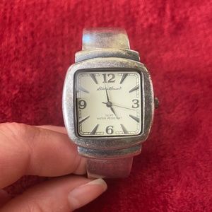 Silver Cuff Analog Timepiece